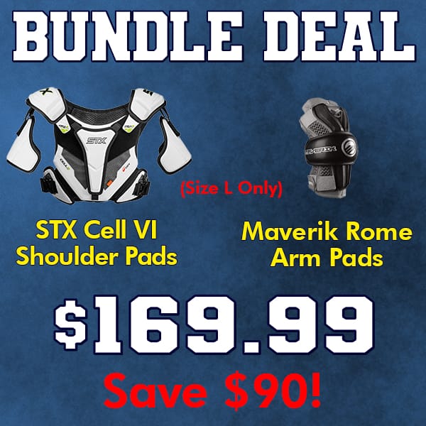 Lacrosse Fanatic Bargain Bundle Large STX Cell VI Shoulder Pad and Rome Arm Pads or Arm Guards Bundle (Size L Only) from Lacrosse Fanatic