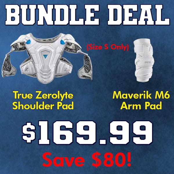 Lacrosse Fanatic Bargain Bundle Small True Zerolyte Shoulder Pad and Maverik M6 Arm Pads or Arm Guards Bundle (Size S) from Lacrosse Fanatic