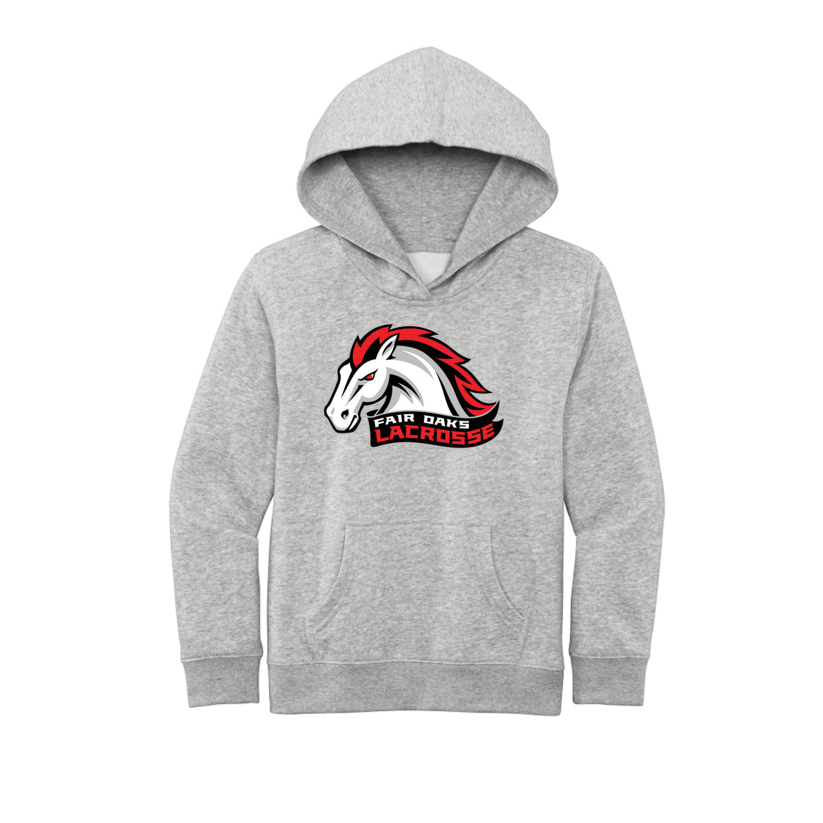 Lacrosse Fanatic  Light Heather Grey / YXS Fair Oaks Youth Fleece Hoodie from Lacrosse Fanatic