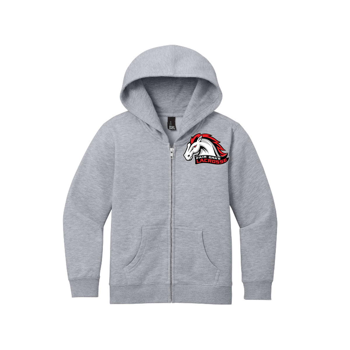 Lacrosse Fanatic  Light Heather Grey / YXS Fair Oaks Youth Zipped Fleece Hoodie from Lacrosse Fanatic
