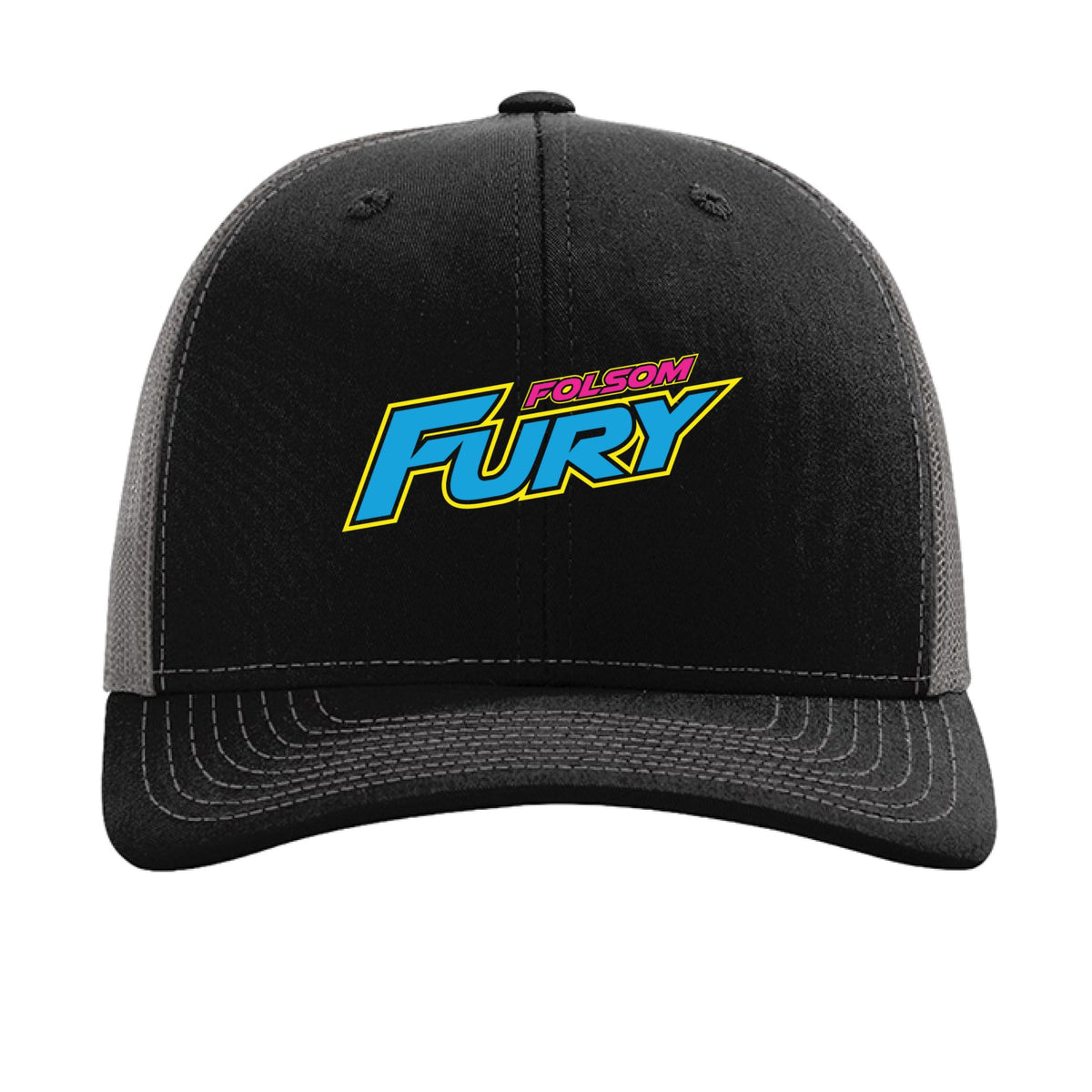Lacrosse Fanatic  Black/ Charcoal / XL Folsom Fury Trucker Hat - Black (Name Only) from Lacrosse Fanatic