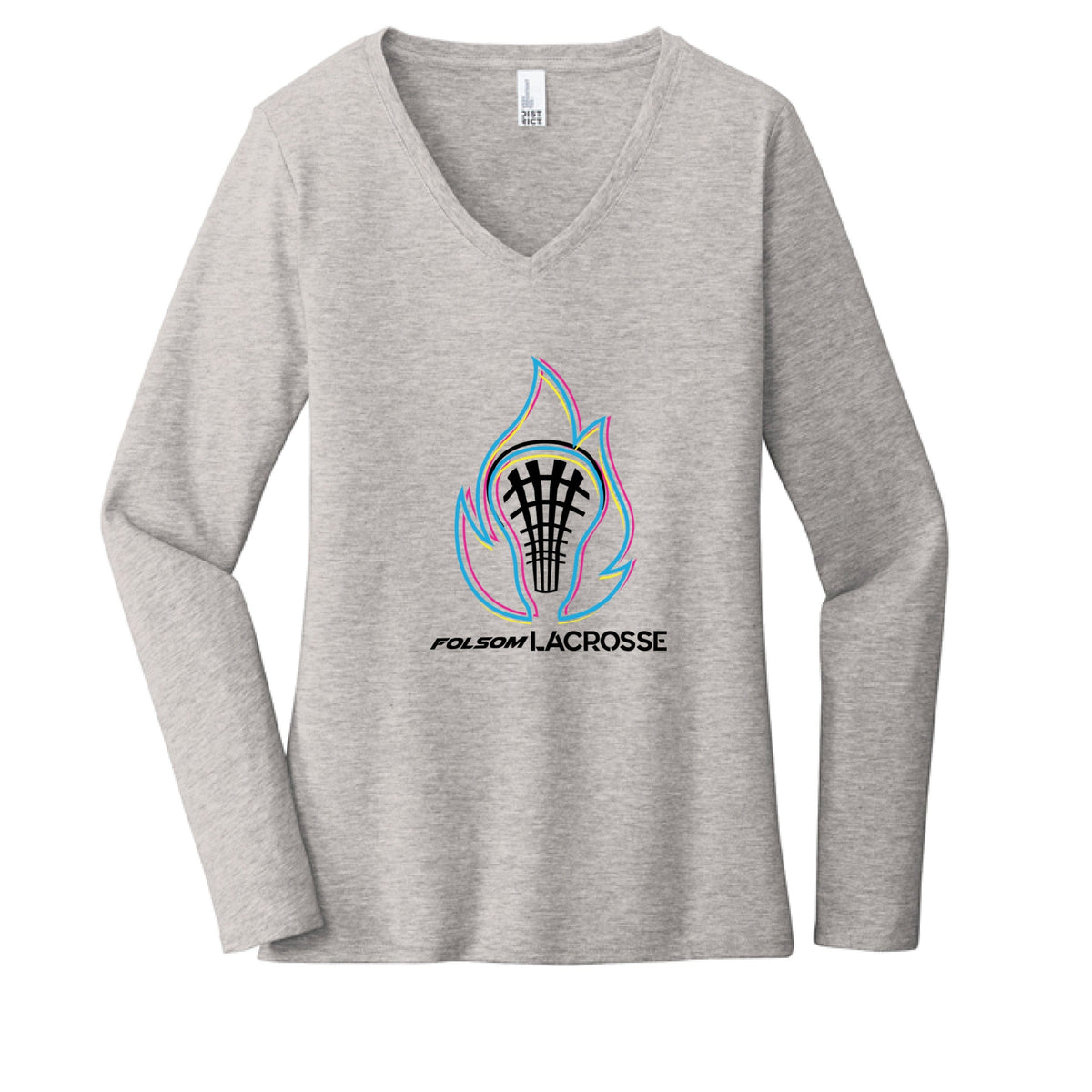 Lacrosse Fanatic  Lt Hthr Grey / XS Folsom Fury Women's Long Sleeve V-Neck Tee - Grey from Lacrosse Fanatic