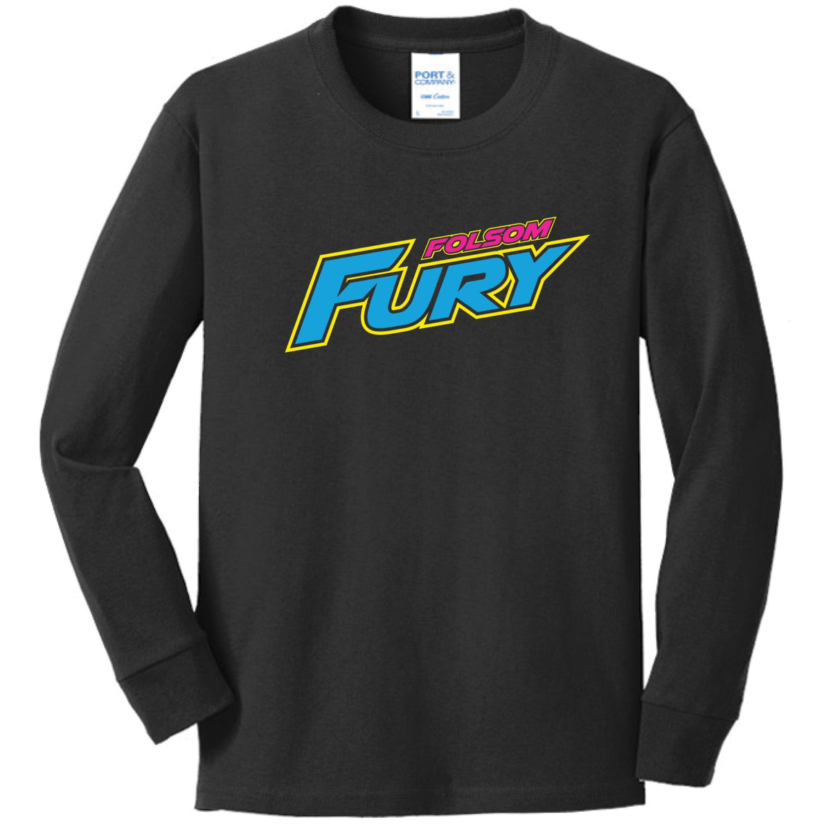 Lacrosse Fanatic  Jet Black / YXS Folsom Fury Youth Long Sleeve Tee - Black (Name Only) from Lacrosse Fanatic