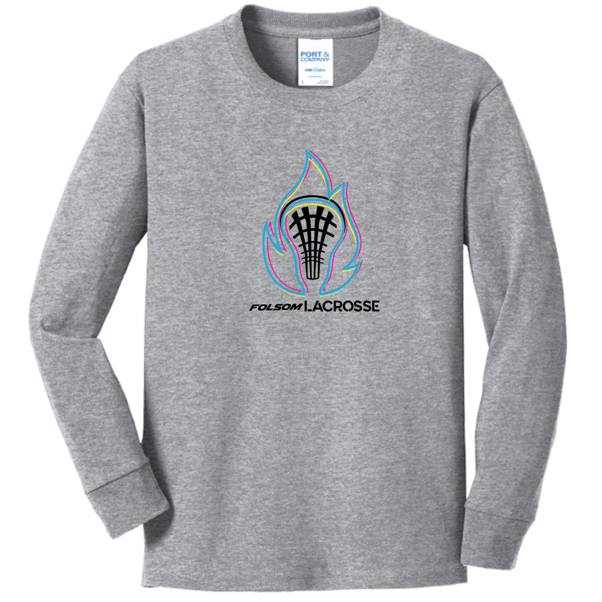 Lacrosse Fanatic  Athl Heather / YXS Folsom Fury Youth Long Sleeve Tee - Grey from Lacrosse Fanatic