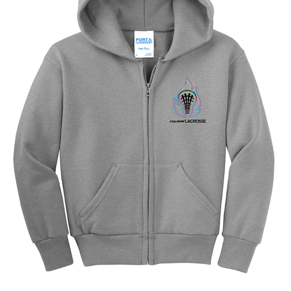 Lacrosse Fanatic  Ath Heather / YXS Folsom Fury Youth Zip Hoodie - Grey from Lacrosse Fanatic