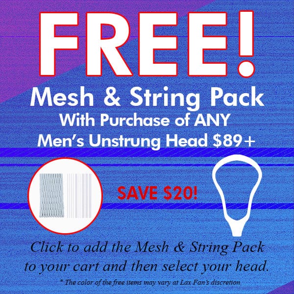 Lacrosse Fanatic FREE Mesh & String Pack with Purchase of Men's Unstrung Head $89+ from Lacrosse Fanatic