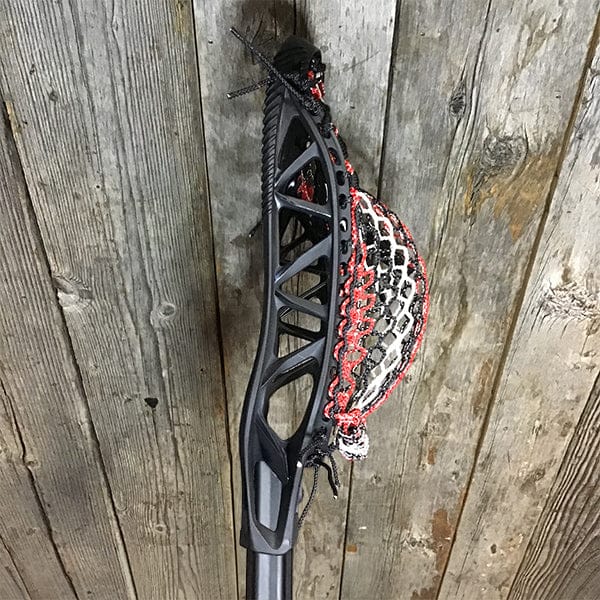 Lacrosse Fanatic Mens Complete Sticks Lax Fan Custom Mens Complete - Black X20 with Red/White/Black Mesh and Black Evo 43.5" Defense Shaft from Lacrosse Fanatic