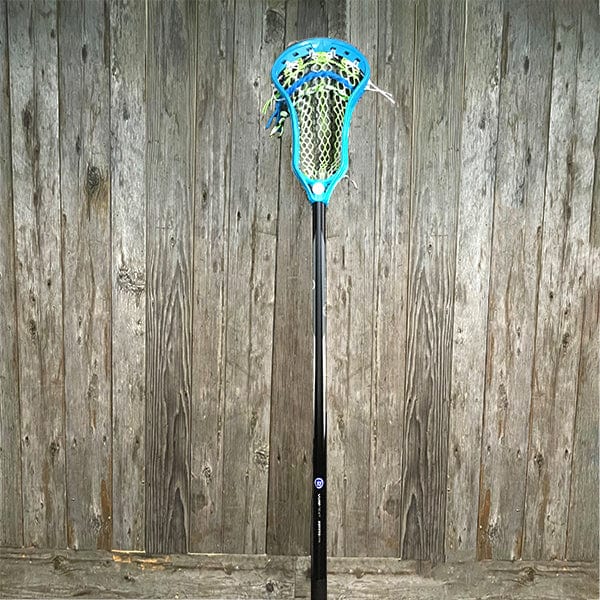 Lacrosse Fanatic Mens Complete Sticks Lax Fan Custom Mens Complete - Blue Kinetik 3 with Green/White/Black Mesh and Black Evo Shaft from Lacrosse Fanatic