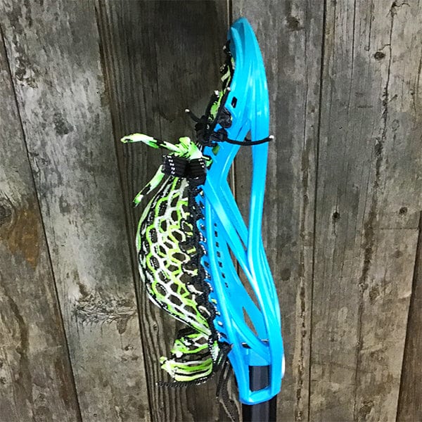 Lacrosse Fanatic Mens Complete Sticks Lax Fan Custom Mens Complete - Blue Kinetik 3 with Green/White/Black Mesh and Black Evo Shaft from Lacrosse Fanatic
