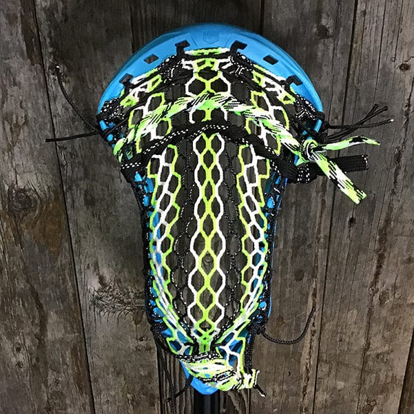 Lacrosse Fanatic Mens Complete Sticks Lax Fan Custom Mens Complete - Blue Kinetik 3 with Green/White/Black Mesh and Black Evo Shaft from Lacrosse Fanatic