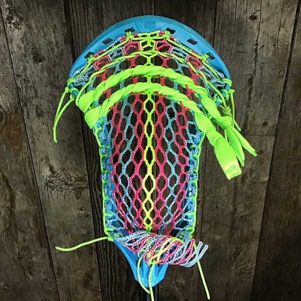 Lacrosse Fanatic Mens Complete Sticks Lax Fan Custom Mens Complete - Blue Kinetik 3 with Pink/Blue Mesh and Black Evo Shaft from Lacrosse Fanatic