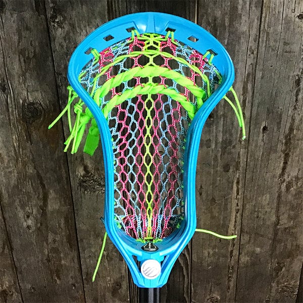 Lacrosse Fanatic Mens Complete Sticks Lax Fan Custom Mens Complete - Blue Kinetik 3 with Pink/Blue Mesh and Black Evo Shaft from Lacrosse Fanatic