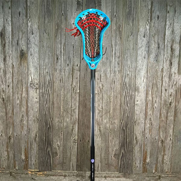 Lacrosse Fanatic Mens Complete Sticks Lax Fan Custom Mens Complete - Blue Kinetik 3 with Red/Black/White Mesh and Black Evo Shaft from Lacrosse Fanatic