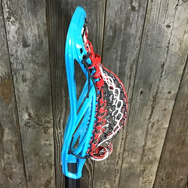 Lacrosse Fanatic Mens Complete Sticks Lax Fan Custom Mens Complete - Blue Kinetik 3 with Red/Black/White Mesh and Black Evo Shaft from Lacrosse Fanatic