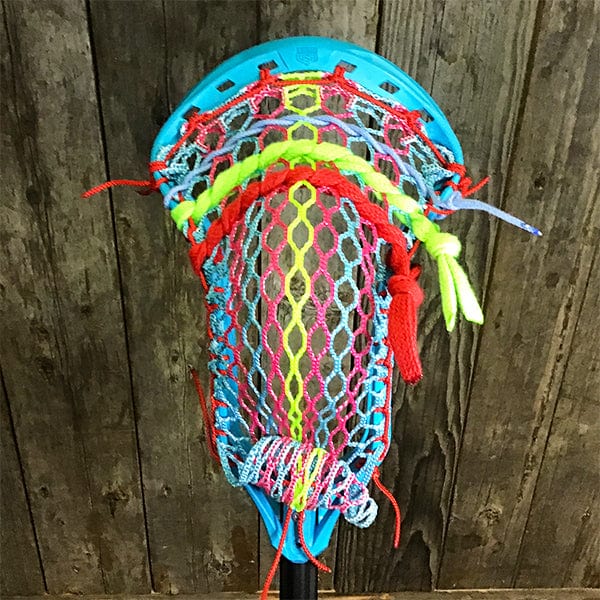 Lacrosse Fanatic Mens Complete Sticks Lax Fan Custom Mens Complete - Blue Kinetik 3 with Red/Blue Mesh and Black Evo Shaft from Lacrosse Fanatic