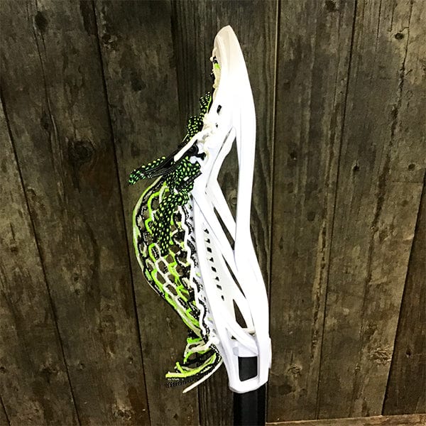Lacrosse Fanatic Mens Complete Sticks Lax Fan Custom Mens Complete - White Kinetik 3 with Green/White/Black Mesh and Black Evo Shaft from Lacrosse Fanatic