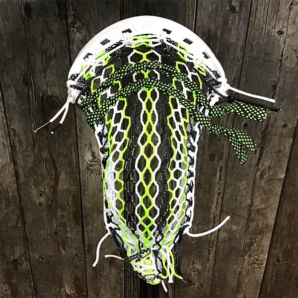Lacrosse Fanatic Mens Complete Sticks Lax Fan Custom Mens Complete - White Kinetik 3 with Green/White/Black Mesh and Black Evo Shaft from Lacrosse Fanatic