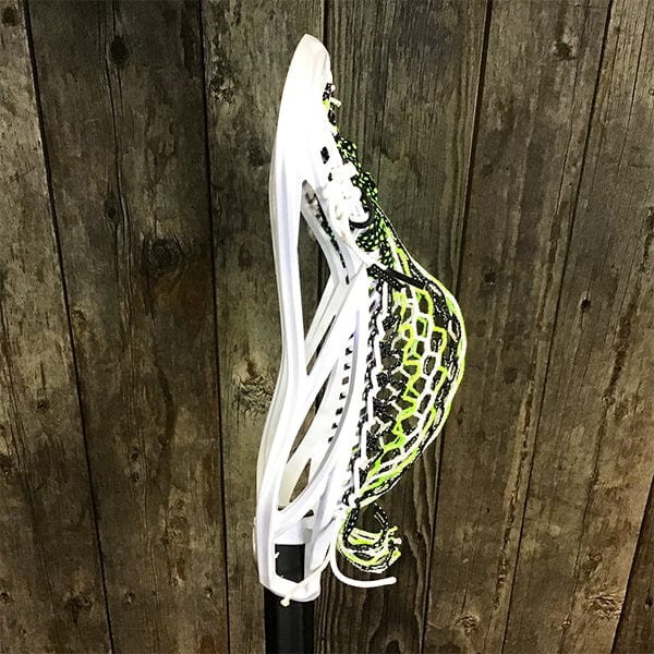 Lacrosse Fanatic Mens Complete Sticks Lax Fan Custom Mens Complete - White Kinetik 3 with Green/White/Black Mesh and Black Evo Shaft from Lacrosse Fanatic