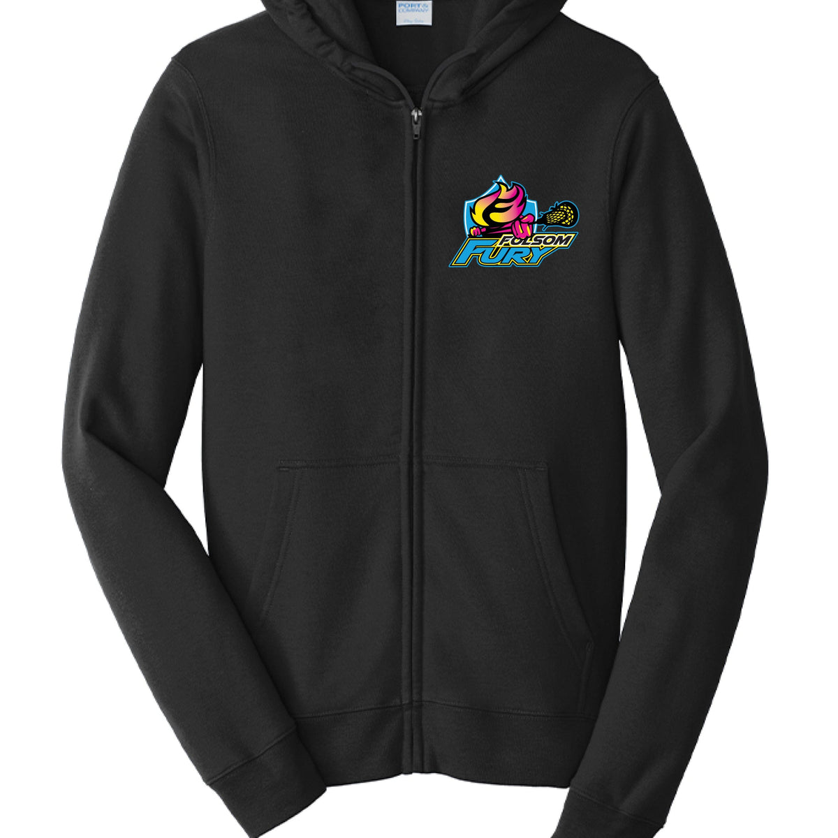 Lacrosse Fanatic  Jet Black / XS Mens Fleece Zip Hoodie - Black from Lacrosse Fanatic