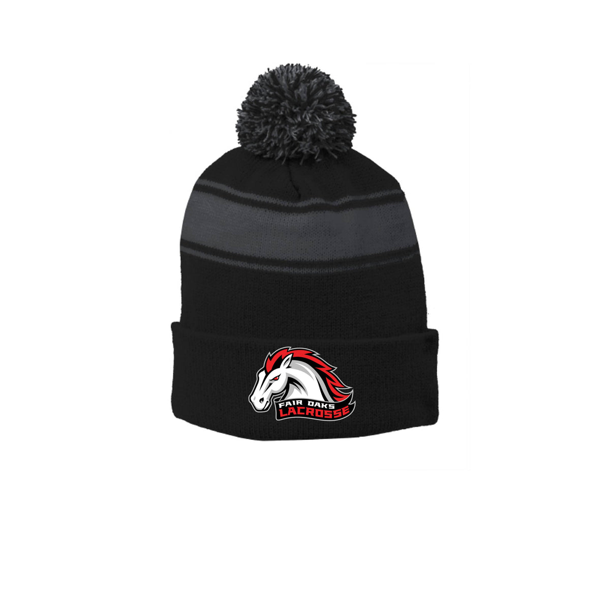 Lacrosse Fanatic  Spirit Wear Black/ Iron Grey / ONE SIZE Fair Oaks Pom Beanie from Lacrosse Fanatic