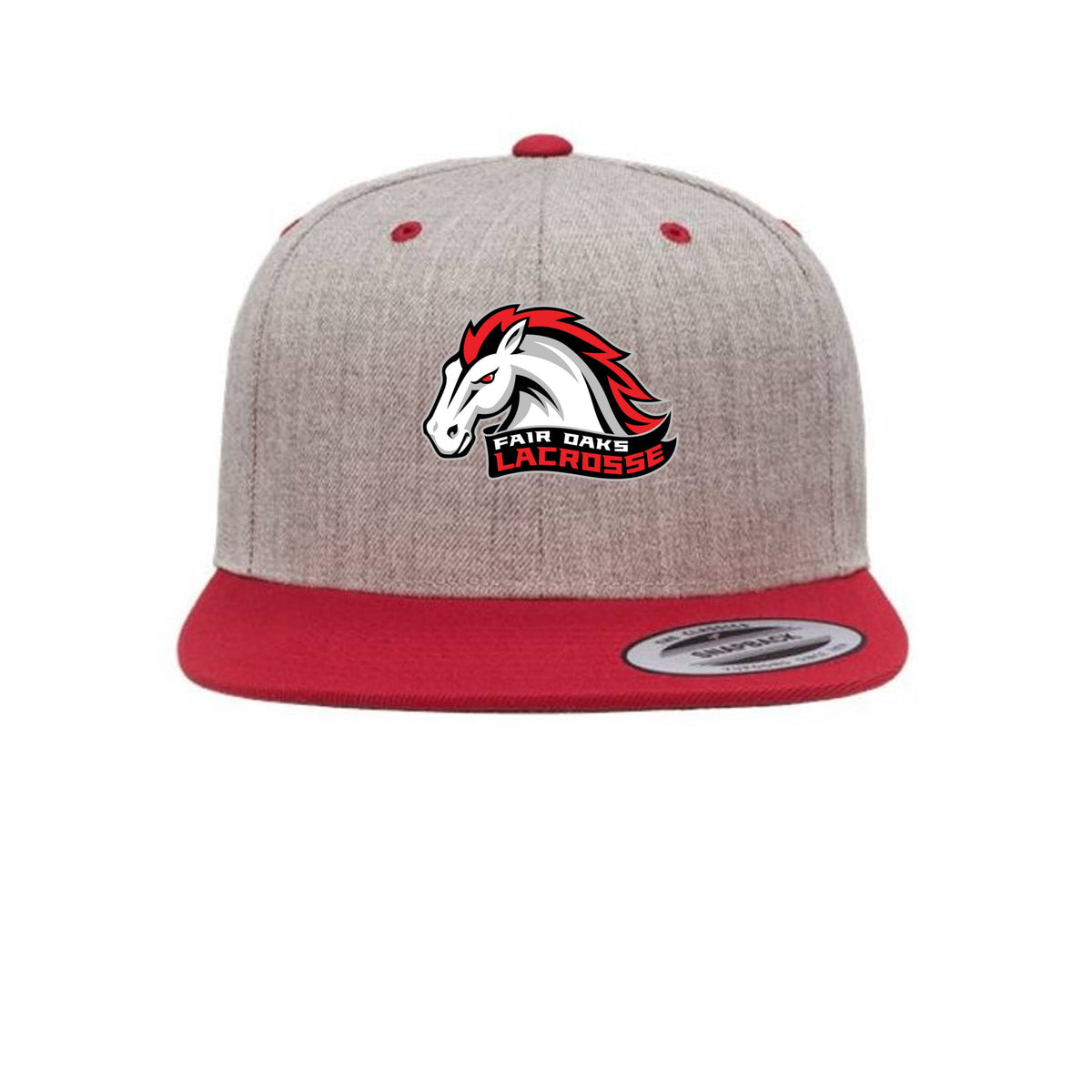 Lacrosse Fanatic  Spirit Wear Heather Grey/ Red / ONE SIZE Fair Oaks Snap Back Flat Bill Cap from Lacrosse Fanatic