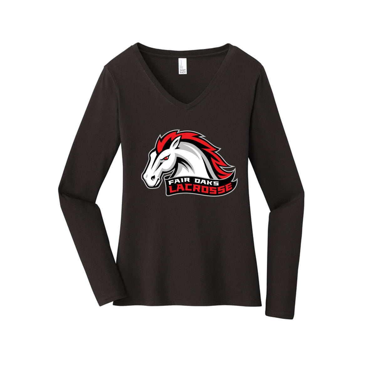 Lacrosse Fanatic  Spirit Wear Black / XS Fair Oaks Women's Long Sleeve V-Neck Tee from Lacrosse Fanatic