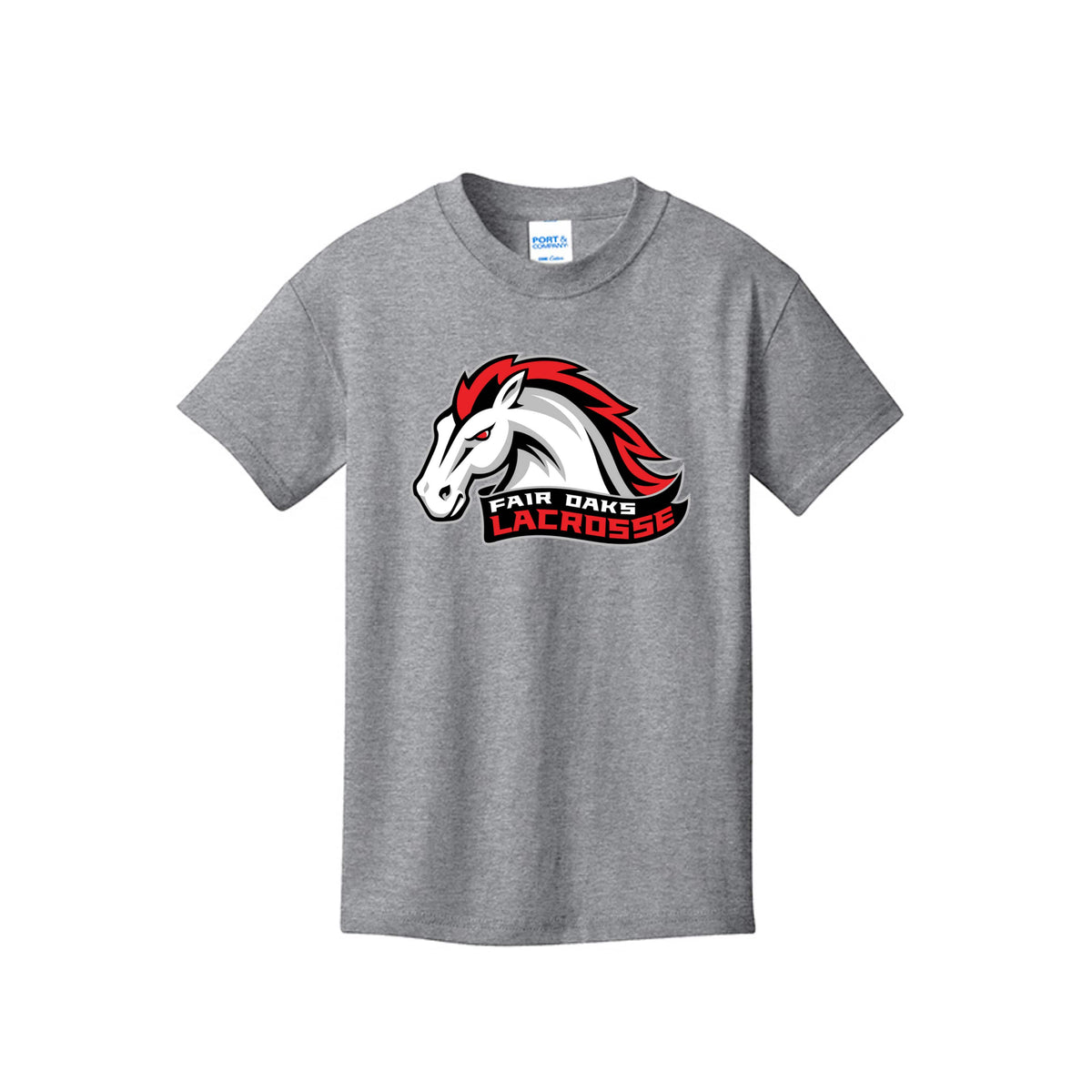 Lacrosse Fanatic  Spirit Wear Athletic Heather / YXS Fair Oaks Youth Tee from Lacrosse Fanatic
