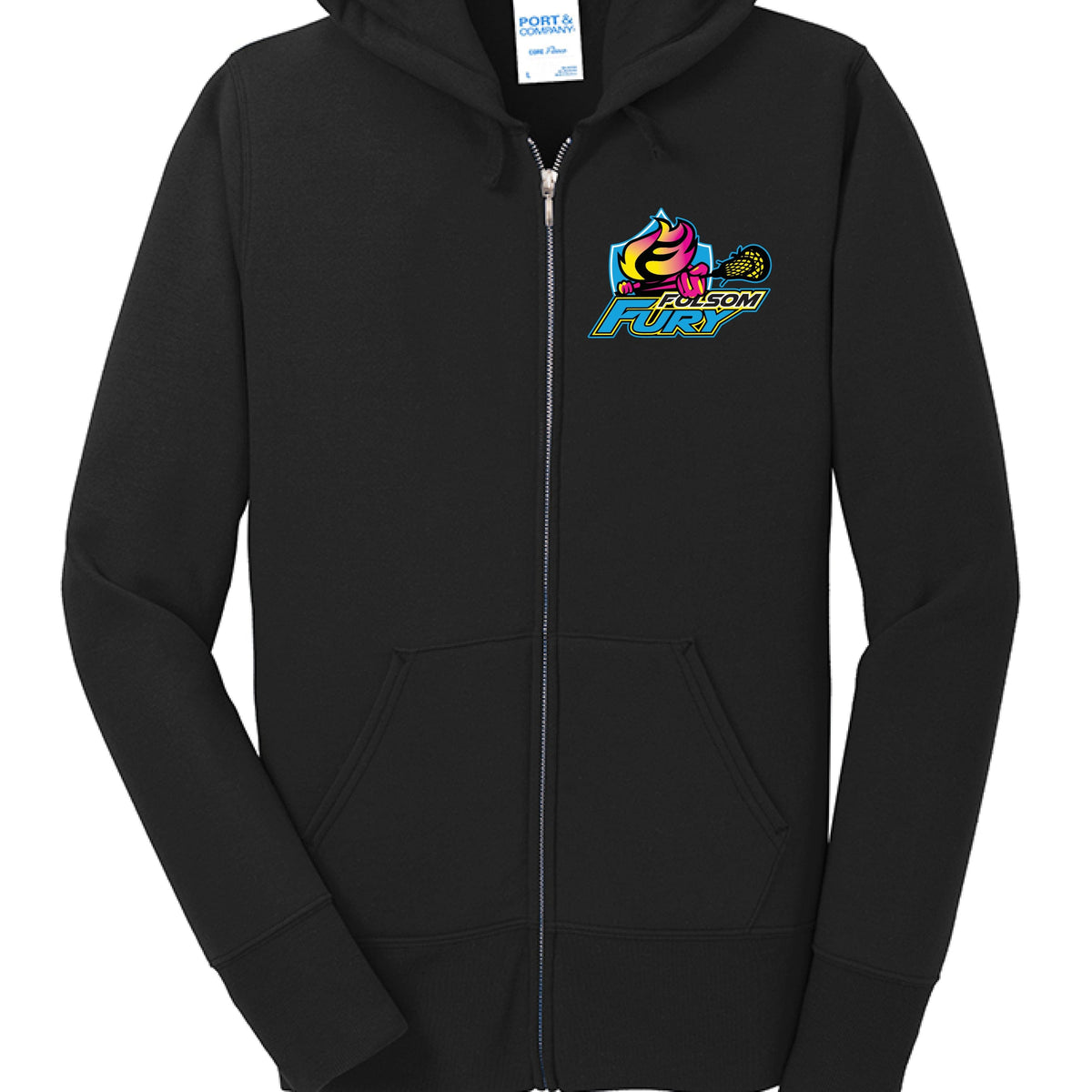 Lacrosse Fanatic  Jet Black / XS Women's Fleece Zip Hoodie - Black from Lacrosse Fanatic