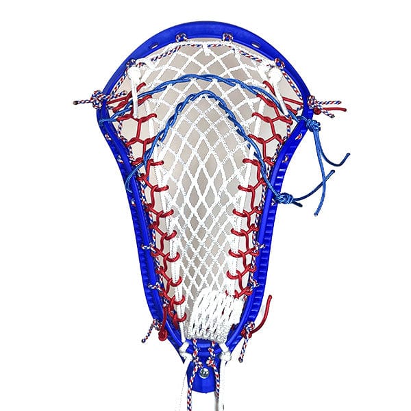 Lacrosse Fanatic Womens Complete Sticks Blue/White/White Lax Fan Custom Complete Womens Lacrosse Stick - Dyed Blue StringKing Mark 2 Defense Head and White Ignition Runner from Lacrosse Fanatic