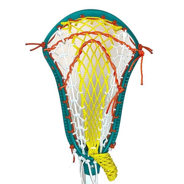 Lacrosse Fanatic Womens Complete Sticks Green/White/White Lax Fan Custom Complete Womens Lacrosse Stick - Dyed Green StringKing Mark 2 Defense Head and Yellow Crux Mesh 2 from Lacrosse Fanatic
