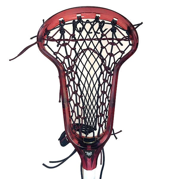 Lacrosse Fanatic Womens Complete Sticks Maroon/Black/White Lax Fan Custom Complete Womens Lacrosse Stick - Dyed Maroon ECD Infinity Pro Head and Black Crux Mesh 2 from Lacrosse Fanatic