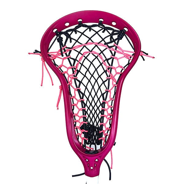 Lacrosse Fanatic Womens Complete Sticks Pink/Black/White Lax Fan Custom Complete Womens Lacrosse Stick - Dyed Pink StringKing Mark 2 Defense Head and Black Crux Mesh 2 from Lacrosse Fanatic