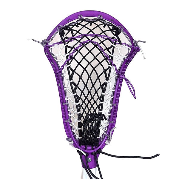 Lacrosse Fanatic Womens Complete Sticks Purple/Black/White Lax Fan Custom Complete Womens Lacrosse Stick - Dyed Purple StringKing Mark 2 Defense Head and Black Crux Mesh 2 from Lacrosse Fanatic