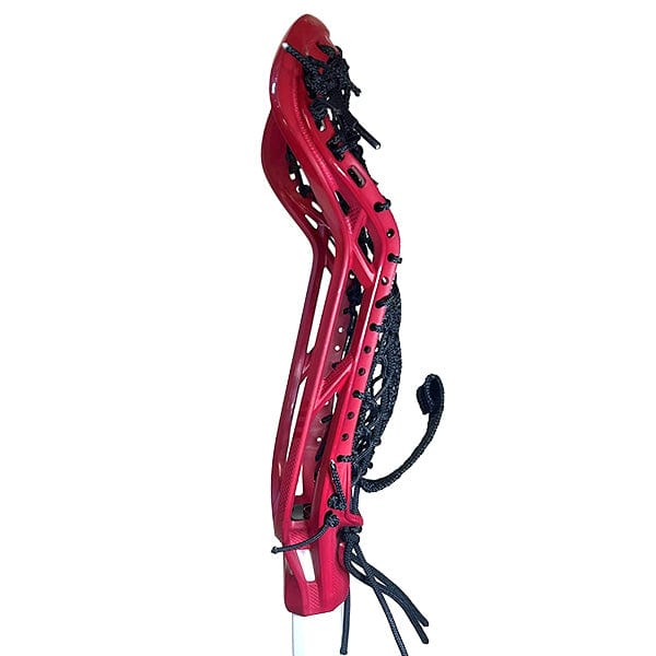 Lacrosse Fanatic Womens Complete Sticks Red/Black/White Lax Fan Custom Complete Womens Lacrosse Stick - Dyed Red ECD Infinity Head and Black Ignition Runner from Lacrosse Fanatic
