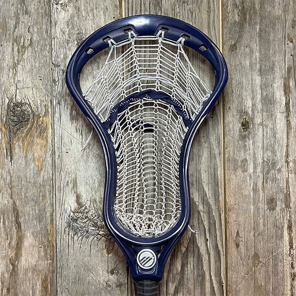 Maverik Mens Heads Navy Blue Lax Fan Custom Dyed Navy Blue Maverik Tactik 3 Mens Lacrosse Head with Silver Armor Mesh Spyder Wire from Lacrosse Fanatic