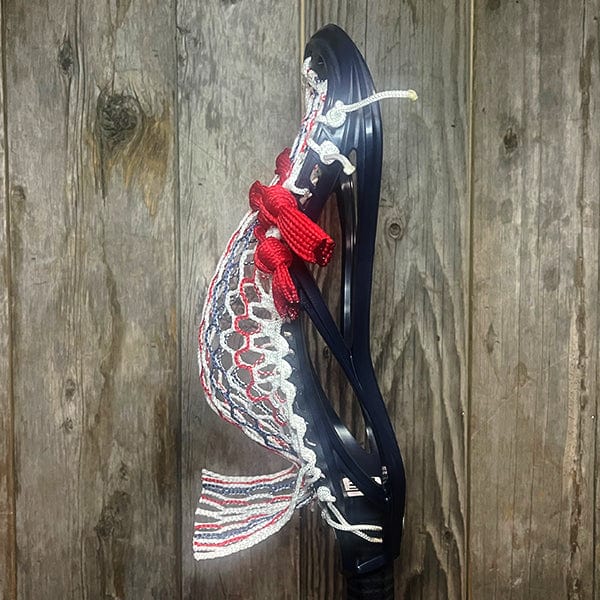 Maverik Mens Heads Navy/USA Lax Fan Custom Dyed Navy Maverik Kinetik 3 Mens Lacrosse Head with 2023 USA Hero 3.0 Mesh from Lacrosse Fanatic