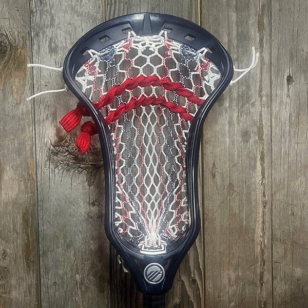 Maverik Mens Heads Navy/USA Lax Fan Custom Dyed Navy Maverik Kinetik 3 Mens Lacrosse Head with 2023 USA Hero 3.0 Mesh from Lacrosse Fanatic