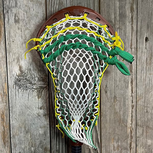 Maverik Mens Heads Brown/Maroon/Green Lax Fan Custom Dyed PLL Redwoods Themed Maverik Tactik 3 Mens Lacrosse Head with Green Storm Striker Hero 3.0 Mesh from Lacrosse Fanatic