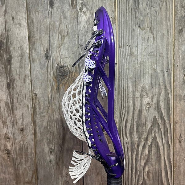 Maverik Mens Heads Purple/White Lax Fan Custom Dyed Purple Maverik Optik 3 Mens Lacrosse Head with White Hero Mesh from Lacrosse Fanatic