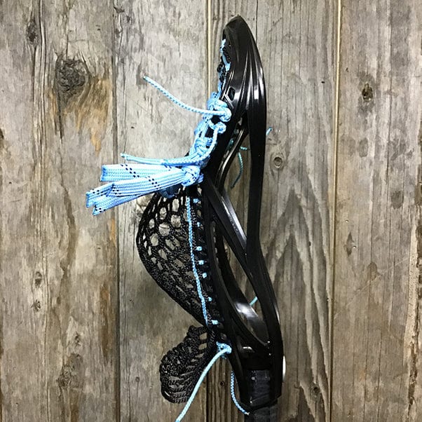 Maverik Mens Heads Black/Carolina Lax Fan Custom Strung Black Maverik Kinetik 3 Mens Lacrosse Head with Black Hero Mesh from Lacrosse Fanatic