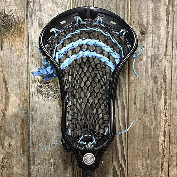 Maverik Mens Heads Black/Carolina Lax Fan Custom Strung Black Maverik Kinetik 3 Mens Lacrosse Head with Black Hero Mesh from Lacrosse Fanatic