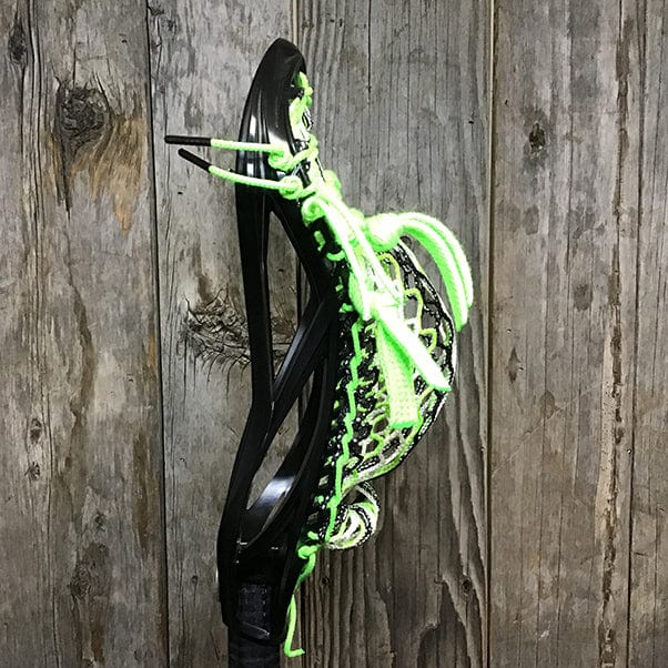 Maverik Mens Heads Black/White/Green Lax Fan Custom Strung Black Maverik Kinetik 3 Mens Lacrosse Head with Black/White/Green Mesh from Lacrosse Fanatic