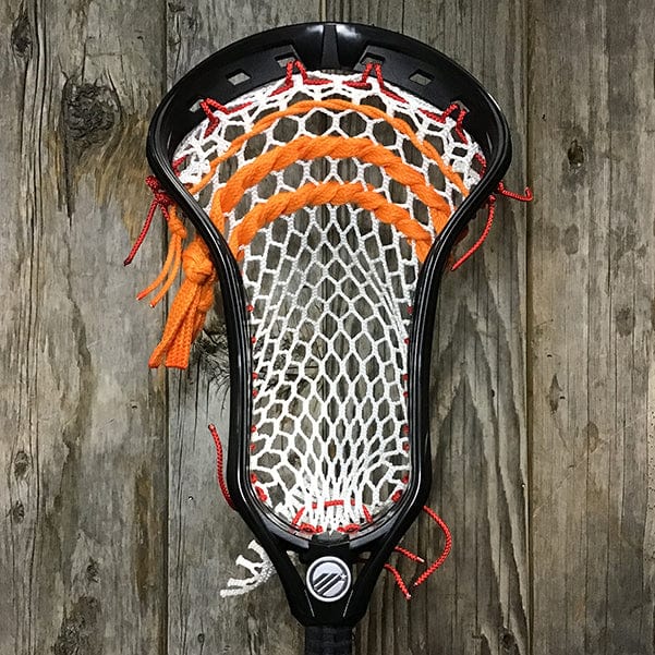 Maverik Mens Heads Black/White Lax Fan Custom Strung Black Maverik Kinetik 3 Mens Lacrosse Head with White Hero Mesh from Lacrosse Fanatic