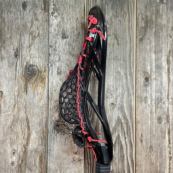 Maverik Mens Heads Black/Black Lax Fan Custom Strung Black Maverik Optik 3 Mens Lacrosse Head with Black Hero Mesh from Lacrosse Fanatic