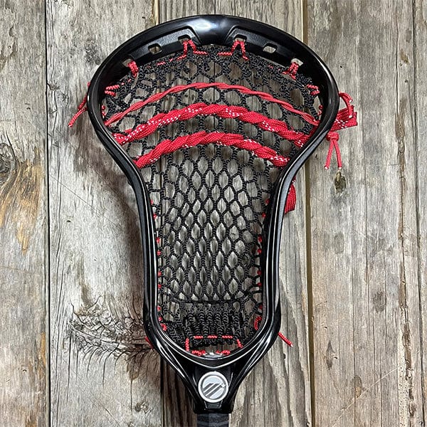 Maverik Mens Heads Black/Black Lax Fan Custom Strung Black Maverik Optik 3 Mens Lacrosse Head with Black Hero Mesh from Lacrosse Fanatic