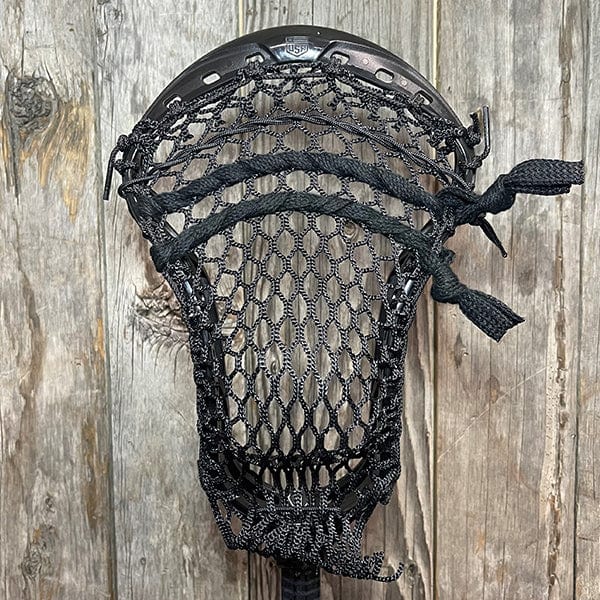 Maverik Mens Heads Black/Black Lax Fan Custom Strung Black Maverik Optik 3 Mens Lacrosse Head with Black Hero Mesh from Lacrosse Fanatic