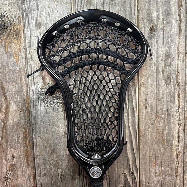 Maverik Mens Heads Black/Black Lax Fan Custom Strung Black Maverik Optik 3 Mens Lacrosse Head with Black Hero Mesh from Lacrosse Fanatic