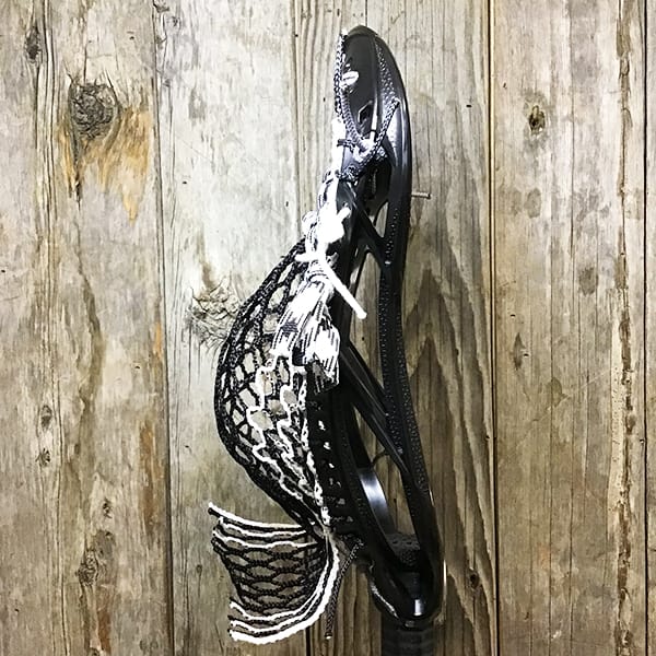 Maverik Mens Heads Black/White Lax Fan Custom Strung Black Maverik Optik Force Mens Lacrosse Head with White Striker Hero Mesh from Lacrosse Fanatic