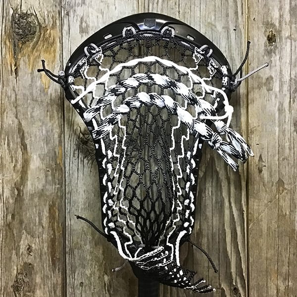 Maverik Mens Heads Black/White Lax Fan Custom Strung Black Maverik Optik Force Mens Lacrosse Head with White Striker Hero Mesh from Lacrosse Fanatic