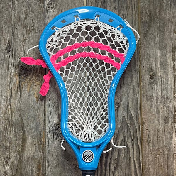 Maverik Mens Heads Blue Lax Fan Custom Strung Blue Maverik Havok 2 Mens Lacrosse Head with White Hero Mesh from Lacrosse Fanatic